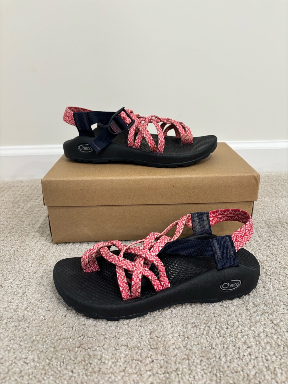 Chaco  Womens ZX/2 Sport Water Double Toe Strap Sandals Sz 6 Orange Pink Coral